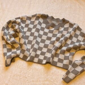 Cozy Checkered Knit Sweater